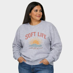 Simply Sage Market ���f�B�[�X �g�b�v�X T�V���c �v���X�T�C�Y �X�E�F�b�g �O���t�B�b�N Simply Sage Market Soft Life - Women's Plusized Graphic Sweatshirt Graphite �O���t�@�C�g