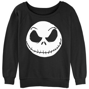 �A�j���L�����N�^�[ ���f�B�[�X �g�b�v�X T�V���c �p�C�� �O���t�B�b�N Licensed Character Juniors' The Nightmare Before Christmas Big Face Jack Graphic Slouchy Terry Black �u���b�N