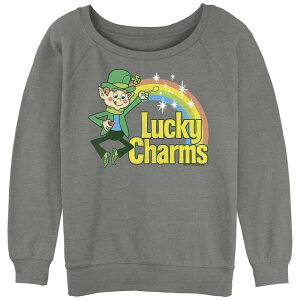 �A�j���L�����N�^�[ ���f�B�[�X �g�b�v�X T�V���c �p�C�� ���S �O���t�B�b�N Licensed Character Juniors' Lucky Charms Logo Slouchy Terry Graphic Pullover Gray Heather �O���[