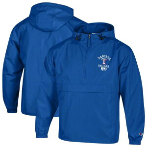�`�����s�I�� �����Y �g�b�v�X T�V���c �W���P�b�g Men's Champion Royal Texas Rangers Packable Windbreaker Half-Zip Jacket Rgr Blue �u���[