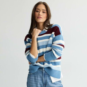 �G�X�I�[ ���f�B�[�X �A�E�^�[ �j�b�g�E�Z�[�^�[ JuniorsO Essential Crew Sweater Blue Stripe �u���[