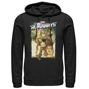 �}�[�x�� �����Y �g�b�v�X T�V���c �p�[�J�[ �O���t�B�b�N Men's Marvel Runaways Grouposter Graphic Hoodie Black �u���b�N