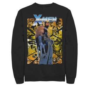 �}�[�x�� �����Y �g�b�v�X T�V���c �t���[�X �O���t�B�b�N Men's Marvel X-Men Wolverine Shatte red Class Collage Graphic Fleece Pullover Black �u���b�N