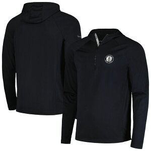 ���x���E�F�A �����Y �A�E�^�[ �W���P�b�g�E�u���]�� �p�[�J�[ Men's Levelwear Black Brooklynets Zander Hoodie Raglan Quarter-Zip Top Net Black �u���b�N