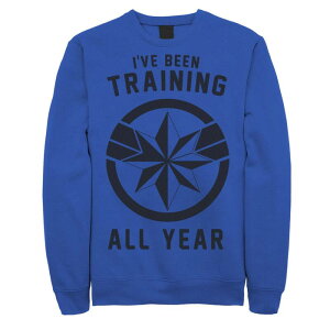 �}�[�x�� �����Y �g�b�v�X T�V���c �X�E�F�b�g �L���b�v ���S Men's Captain Marvel I've Been Training All Year Logo Sweatshirt Royal