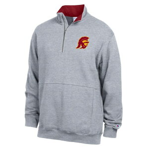 �`�����s�I�� �����Y �g�b�v�X T�V���c �t���[�X Men's Champion Heather Gray USC Trojans Fleece Quarter-Zipullover Usc Grey �O���[