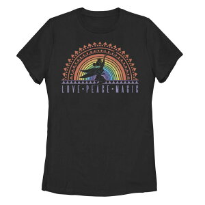 �f�B�Y�j�[ ���f�B�[�X �g�b�v�X T�V���c �O���t�B�b�N Disney's Tinker Bellove Peace Magic Rainbow Juniors' Graphic Tee Black �u���b�N