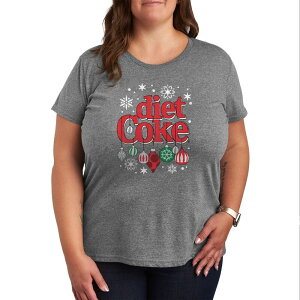 �A�j���L�����N�^�[ ���f�B�[�X �g�b�v�X T�V���c �v���X�T�C�Y �O���t�B�b�N Licensed Character Plusize Diet Coke Festive Holiday Ornaments Graphic Tee Heather Gray �O���[