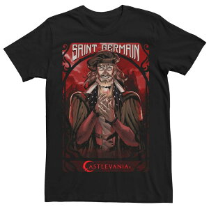 �A�j���L�����N�^�[ �����Y �g�b�v�X T�V���c Licensed Character Men's Netflix Castlevania Saint Germain Poster Tee Black �u���b�N