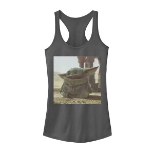 �X�^�[ �E�H�[�Y ���f�B�[�X �g�b�v�X T�V���c Juniors' Star Wars The Mandalorian The Child Photograph Tank Charcoal �`���R�[��