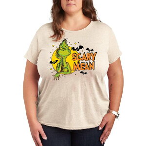 【送料無料】 ライセンス キャラクター レディース Tシャツ トップス Plus Size Dr. Seuss Grinch Scary Mean Halloween Graphic Tee Beige