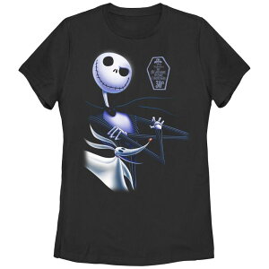 �f�B�Y�j�[ ���f�B�[�X �g�b�v�X T�V���c �O���t�B�b�N Disney's The Nightmare Before Christmas 30th Jack Skellington And Zero Juniors' Graphic Tee Black �u���b�N