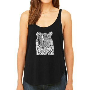 �G���G�[�|�b�v�A�[�g ���f�B�[�X �g�b�v�X T�V���c LA Pop Art Big Cats - Women's Word Art Flowy Tank Top Black �u���b�N