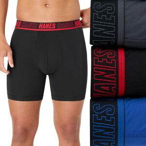 �w�C���Y �����Y �A���_�[�E�F�A �{�N�T�[�p���c Men's Hanes Ultimate 3-Pack Moves X-TEMPerformance Boxer Brief Underwear with Total Support Pouch Blk Gry Blu