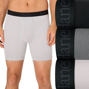 �w�C���Y �����Y �A���_�[�E�F�A �{�N�T�[�p���c Men's Hanes Ultimate 3-Pack Comfort Flex Fit Boxer Brief Underwear with Total Support Pouch Black Grey �u���b�N