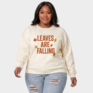 Simply Sage Market ���f�B�[�X �g�b�v�X T�V���c �v���X�T�C�Y �X�E�F�b�g Simply Sage Market Leaves Are Falling Orange - Women's Plusweatshirt Ivory �A�C�{���[