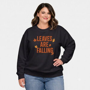 Simply Sage Market ���f�B�[�X �g�b�v�X T�V���c �v���X�T�C�Y �X�E�F�b�g Simply Sage Market Leaves Are Falling Orange - Women's Plusweatshirt Midnight �I�����W