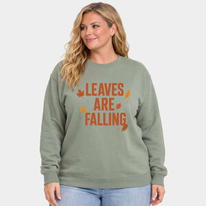 Simply Sage Market ���f�B�[�X �g�b�v�X T�V���c �v���X�T�C�Y �X�E�F�b�g Simply Sage Market Leaves Are Falling Orange - Women's Plusweatshirt Sage �Z�[�W