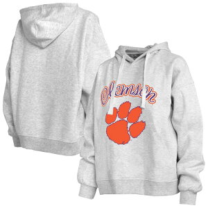 �v���X�{�b�N�X ���f�B�[�X �g�b�v�X T�V���c �p�[�J�[ Women's Pressbox Heather Gray Clemson Tigers Janise Pullover Hoodie Clm Grey �O���[