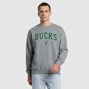 �`�����s�I�� �����Y �g�b�v�X T�V���c �N���[�l�b�N �X�E�F�b�g �R���g���X�g Men's Champion Gray Milwaukee Bucks Contrast Crewneck Sweatshirt Buk Grey �O���[