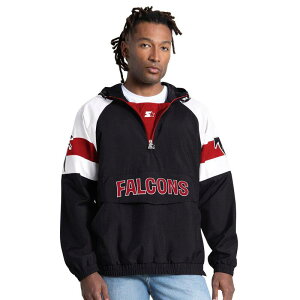 �X�^�[�^�[ �����Y �g�b�v�X T�V���c ���S �W���P�b�g Men'starter Black Atlanta Falconstreet Cut Retro Logo Half-Zip Jacket Fal Black �u���b�N