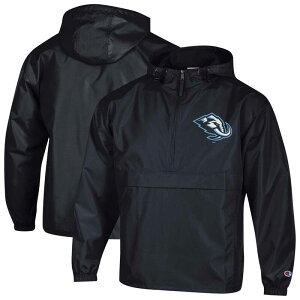 �`�����s�I�� �����Y �g�b�v�X T�V���c �W���P�b�g Men's Champion Black Utah Mammoth Packable Windbreaker Half-Zip Jacket Utm Black �u���b�N