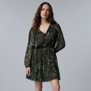 ���F���E�H�� ���f�B�[�X �g�b�v�X �����s�[�X �M���U�[ Women'simply Vera Wang Ruched Short Dress Green Painted Floral �O���[��