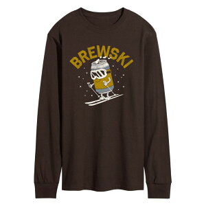 �A�j���L�����N�^�[ �����Y �g�b�v�X T�V���c �O���t�B�b�N Licensed Character Men's Brewskiing Beer Can Graphic Long Sleeve Tee Dark Brown �u���E��