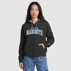 �`�����s�I�� ���f�B�[�X �g�b�v�X T�V���c �t���[�X �p�[�J�[ Women's Champion Black/Light Blue Utah Mammoth Applique Full-Zip Fleece Hoodie Utm Black �u���b�N