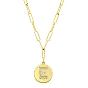 yz AhjA fB[X lbNXE`[J[Ey_ggbv ANZT[ Adornia Gold Tone Adjustable Cubic Zirconia Initial Disc Pendant Paperclip Necklace E