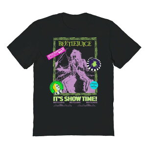 �A�j���L�����N�^�[ �����Y �g�b�v�X T�V���c �O���t�B�b�N Licensed Character Men's Beetlejuice Retro Cover Graphic Tee Black �u���b�N