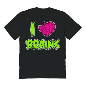 �A�j���L�����N�^�[ �����Y �g�b�v�X T�V���c �O���t�B�b�N Licensed Character Men's I Heart Brains Halloween Graphic Tee Black �u���b�N