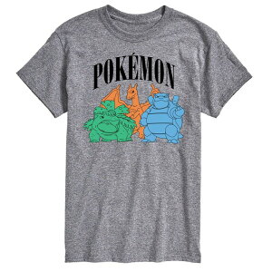 �A�j���L�����N�^�[ �����Y �g�b�v�X T�V���c �O���t�B�b�N Licensed Character Men's Pokemon Venusaur Charizard & Blastoise Group Graphic Tee Gray �O���[