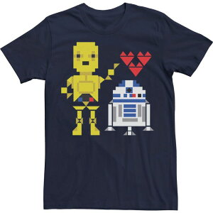 yz CZX LN^[ Y TVc gbvX Men's Star Wars C-3PO R2-D2 Droid Love Valentine's Tee Navy