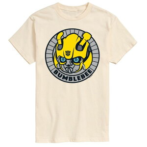 �A�j���L�����N�^�[ �����Y �g�b�v�X T�V���c �O���t�B�b�N Licensed Character Men's Transformers Bumblebee Badge Graphic Tee Beige �x�[�W��