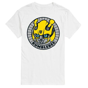 �A�j���L�����N�^�[ �����Y �g�b�v�X T�V���c �O���t�B�b�N Licensed Character Men's Transformers Bumblebee Badge Graphic Tee White �z���C�g