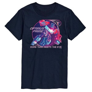 �A�j���L�����N�^�[ �����Y �g�b�v�X T�V���c �O���t�B�b�N Licensed Character Men's Transformers Optimus Prime Verse Badge Graphic Tee Navy �l�C�r�[