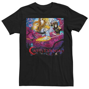 yz CZX LN^[ Y TVc gbvX Men's Netflix Castlevania Floral Action Poster Tee Black