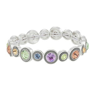 �l�[�s�A ���f�B�[�X �A�N�Z�T���[ �u���X���b�g�E�o���O���E�A���N���b�g Napier Silver Tone Simulated Crystal Stretch Bracelet Multi �}���`�J���[