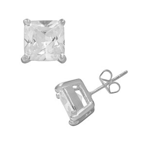 �A���u�����f�b�h ���f�B�[�X �A�N�Z�T���[ �s�A�X�E�C�������O Unbranded Silver Plated Cubic Zirconia Square Stud Earrings White �z���C�g