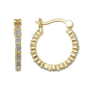 Aufbh fB[X ANZT[ sAXECO Unbranded 18k Gold Over Brass and Silver-Platediamond Accent Hoop Earrings Multi/None }`J[