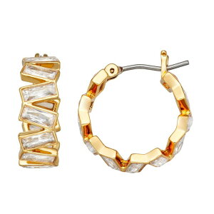 �i�C���E�F�X�g ���f�B�[�X �A�N�Z�T���[ �s�A�X�E�C�������O Nine West Gold Tone Simulated Crystal Hoop Earrings Gold Tone �S�[���h