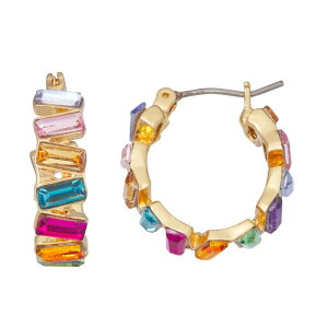 �i�C���E�F�X�g ���f�B�[�X �A�N�Z�T���[ �s�A�X�E�C�������O Nine West Gold Tone Simulated Crystal Hoop Earrings Multi �}���`�J���[