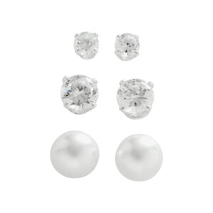 �l�[�s�A ���f�B�[�X �A�N�Z�T���[ �s�A�X�E�C�������O NapierR Silver-Tone Simulated Pearl & Simulated Crystal Stud Earring Set Silver �V���o�[