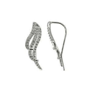 yz AhjA fB[X sAXECO ANZT[ Adornia Silver Tone Cubic Zirconia Wing Climber Earrings Silver Tone