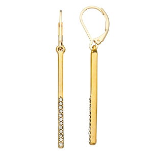 yz iCEFXg fB[X sAXECO ANZT[ Nine West Gold Tone Simulated Crystal Bar Drop Earrings Clear