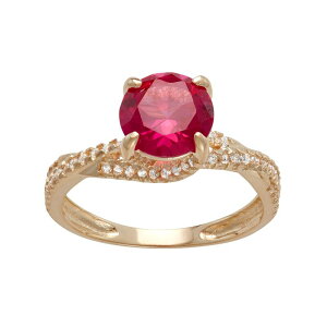 Designs by Gioelli ���f�B�[�X �A�N�Z�T���[ �����O Designs by Gioelli 10k Gold Lab-Created Ruby & White Sapphire Crisscross Ring 10k Gold �S�[���h