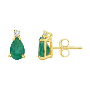 yz Celebration Gems fB[X sAXECO ANZT[ Celebration Gems 14k Gold Pear-Shaped Emerald & Diamond Accent Stud Earrings 14k Gold