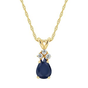 Celebration Gems fB[X ANZT[ lbNXE`[J[Ey_ggbv [X Celebration Gems 14K Yellow Gold 7x5 Pear Shaped Gemstone & Diamond Accent Pendant Necklace Blue Sapphire u[