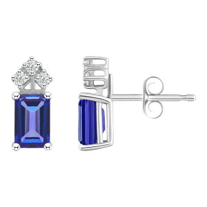 yz Celebration Gems fB[X sAXECO ANZT[ Celebration Gems 14k Gold Emerald Cut Tanzanite & 1/8 Carat T.W. Diamond Stud Earrings 14k Whgold